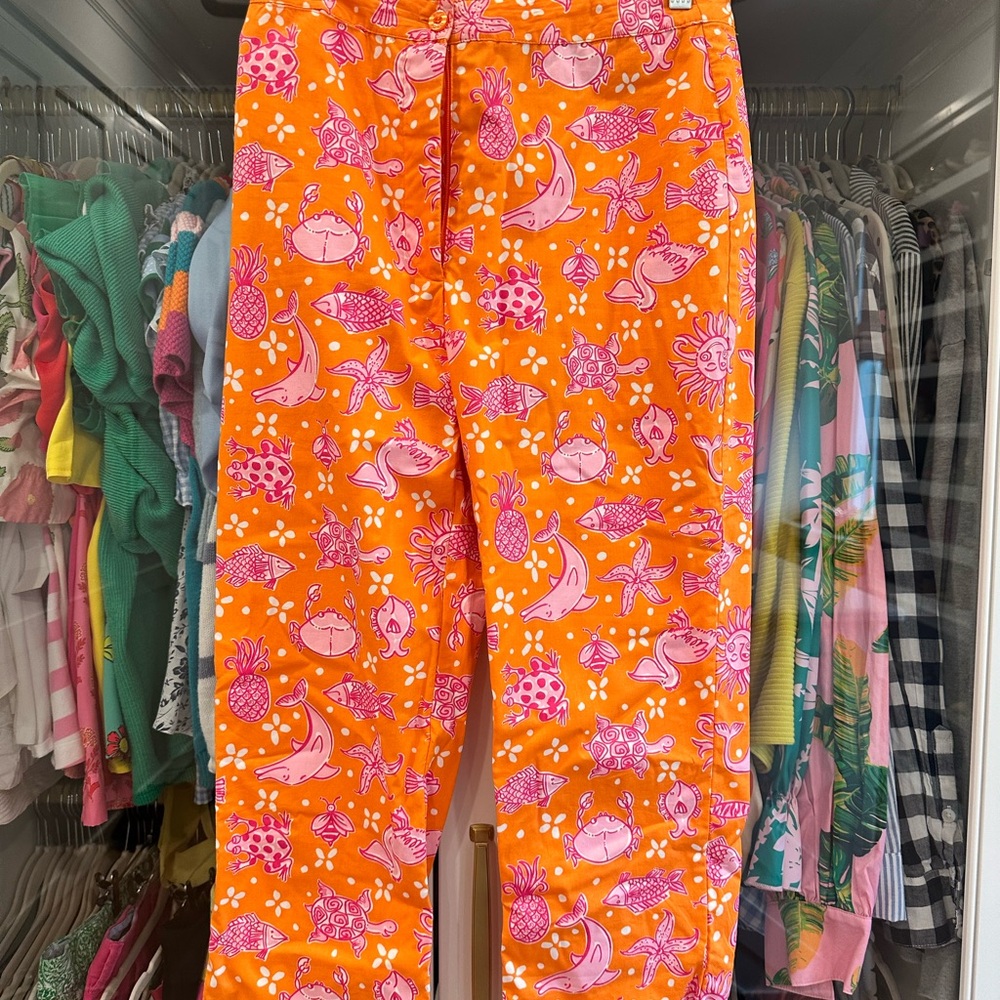 Lilly Pulitzer Orange Pink Summer Pants sea life